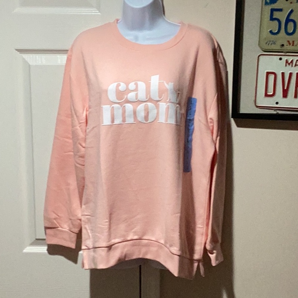 State of Mind Peach “Cat Mom” Sweatshirt - Size L